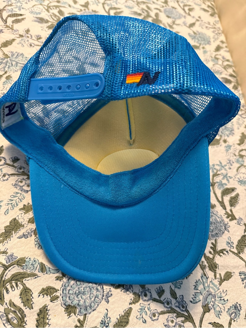 Aviator Nation bright blue mesh trucker cap with rainbow patch - Picture 2 of 3